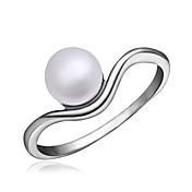 Unik Platinum belagt Pearl Ring med Cubic Zirconia