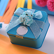 Pretty Metal Favor Tin With Flower (Set of 6)