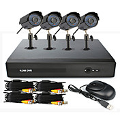 4-Kanal CCTV DVR System (UPNP, 4 Outdoor Wasserdichte Kamera)