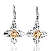 Unieke Platinum Plated Bloem Cut Crysta Oorbellen