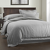 3pcs cinza sólido tampa do duvet de linho definido