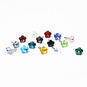3,5 mm Cristal Flor patrón anti-polvo de Gato del auricular (colores aleatorios)