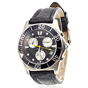 Hombres Resistente al agua Cuero analógico reloj de pulsera mecánico (Negro)