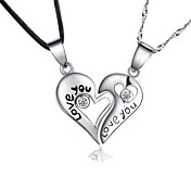 Nice Sølv / skjul Rope med platinert Cubic Zirconia Lovers 'Fashion kjede