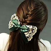 Sweet Blue Women's Ribbon Lace Bow Handmade Hair Clip