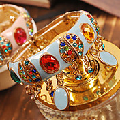 Women's Bohemia Look Colorful Multi-pendant Wide Bracelet