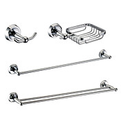 Brass Chrome Finish Bathroom Accessory Sets (Include Robe Hooks,Soap Holders,2 Towel Bars)