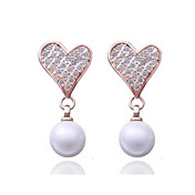 Rose Gold / Platinum placcato cuore tagliato orecchini di perle (più colori)