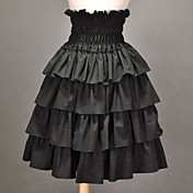 Knee-length Black Cotton Ruffle Classic Lolita Skirt