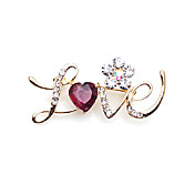 Elegant "Love" Alloy With Rhinestones Brooch (More Colors)