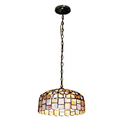 80W Classic Tiffany anheng lys med naturen Shell Materiale Integrert Shade Down