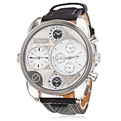 Unità di elaborazione analogica Multi-Movimento al quarzo orologio da polso da uomo (2 Time Zone, Nero)