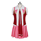 Cute Girl Red Vest and Pink Skirt School Uniform