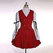 Langærmet Short Red and White Cotton Søde Lolita Outfit