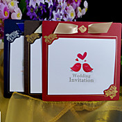 Eenvoudige bloemen huwelijksuitnodiging met lint - set van 50 (meer kleuren)