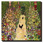 Gardenpath with Hens, 1916 by Gustav Klimt Famous Stretched Canvas Print