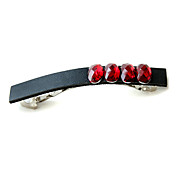 Handmade Black Ruby PU Leather 9cm Classic Lolita Barrette