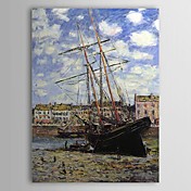 Berømte oljemaleri båt ved lavvann på Fecamp av Claude Monet