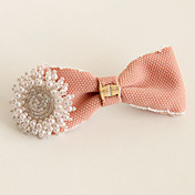 Handmade Pink Linen 10cm Bow Sweet Lolita Barrette