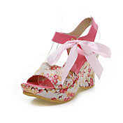 Fashion PU Og Satin Wedge Heel sandaler med bowknot fest / kveld sko (flere farger)