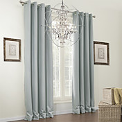 (Two Panels) Classic Blue Solid Blackout Curtains
