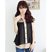 Women's Chiffon Splicing Contrast Color Shirt