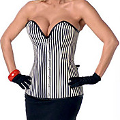 White and Black Stripes Satin Casual Lolita Corset