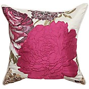 Country Floral Embroidery Faux Suede Decorative Pillow Cover