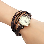 Couro analógico relógio pulseira de quartzo das mulheres (Brown)