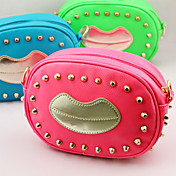 Cute Candy Color Rivet Chain Lips Tote
