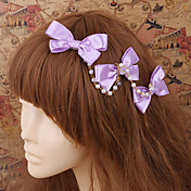 Handmade Violet Satin Bow Pays Lolita Coiffure