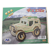 DIY Wooden Green & Beige 3D Jeep Style Puzzle (2pcs)