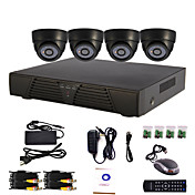4-Kanal Home and Office DIY CCTV DVR-System (P2P Online, 4 Indoor-Dome-Kamera)