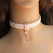 Main en dentelle douce Collier Lolita rose et blanc