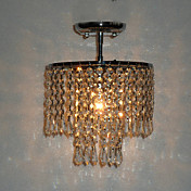 60W Moderne semi Flush Ceiling Light met Crystal Hangers en gepolijste chromen plaat