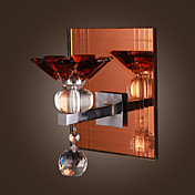 1W Crystal Accent Wall Light with Stainless Steel Plate in Floral Design