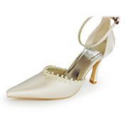 Satin Upper High Heel Closed-toes With Beading Wedding Bridal Shoes