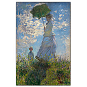 Woman with a Parasol - Madame Monet and Her Son by Claude Monet Famous Art Print