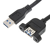 USB 3.0 AM / AF di cavo Rotondo con Dado (Nero, 0.6 m)