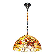 120W Stilfuld Tiffany Pendel med farverige Nature Shell Materiale Integreret Shade