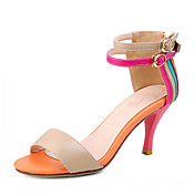 Leather Stiletto Heel Sandals Multi-color With Ankle-Strap Party / Evening Shoes