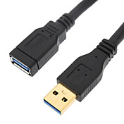 Placcato oro USB3.0 AM / AF cavo (1 m, Nero)