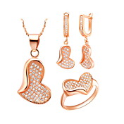 Beautiful 18K Adorable Plated With Crystal Women's Including Pendant Earrings Rings