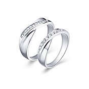 Shining Platinum Plated Crystal Couples' Rings