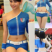 Auto Show Girl Blue Polyester Sexy Uniform (4 Pieces)