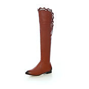 Amazing Leatherette Flat Heel Over The Knee Boots With Ruffles Casual Shoes(More Colors)