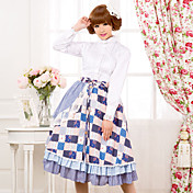 largo hasta la rodilla patrón de prueba de algodón floral país lolita vestido