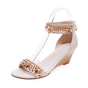 Fashion Leather Wedge Heel Sandals With Sequin Casual Shoes(More Colors)