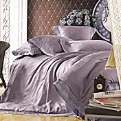 4 PCS 400TC Anna Spring Jacquard Silk Duvet Cover Set