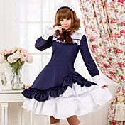 Long Sleeve Knee-length Pure Color Cotton Classic Lolita Dress